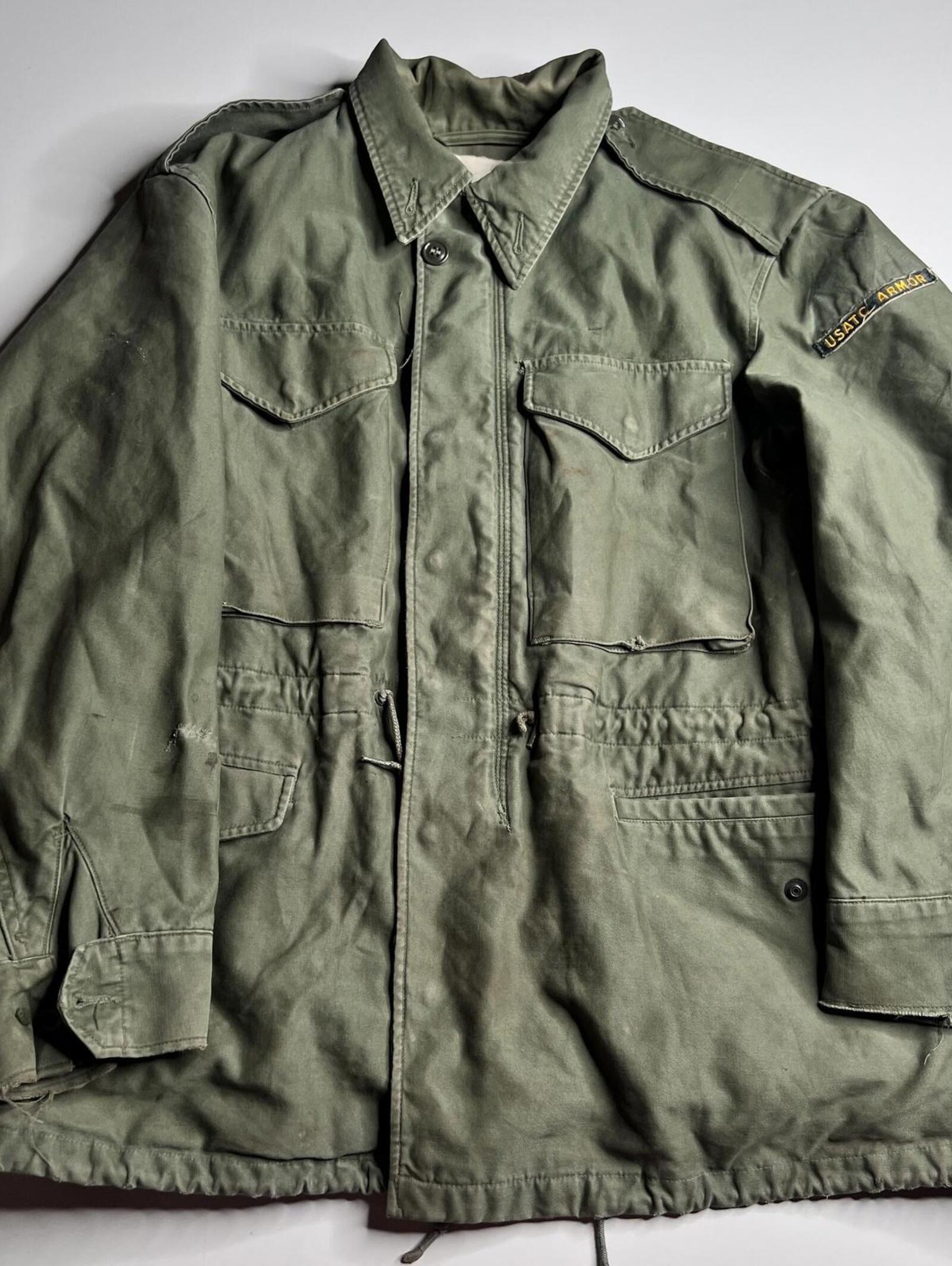 50s Vintage Military Coat Mens Small Short Green Cotton Og-107 Field Usatc Armor